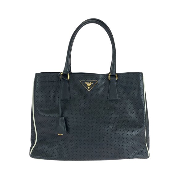 PRADA PUNCHING LOGO LEATHER SHOULDER BAG PRADA]PRADA Punching logo
